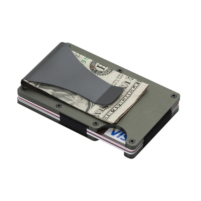 RFID Clip Metal Wallet Blocking Aluminum Minimalist Credit Card Holder Money Wallets 2024 All Color Slim Business Bank Id Case