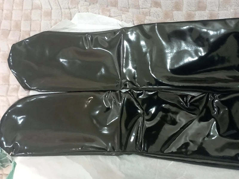 HOT Sexy Night Club PVC Latex Stockings Ladies Faux Leather Thigh High Medias Women's Long Stockings Plus Size Over Knee...