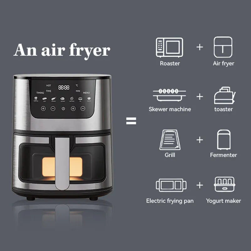1250W Oil Free Air Fryer Oven LED Touch Panel Air Fryer Air Fryer Toaster Oven Combo with Presets Roast, Bake, Broil and...