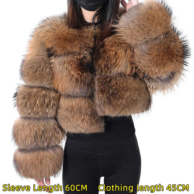 2024 maomaokong Super Hot Winter Women Luxury Thick Real Raccoon Fur Coat Natural Fox Fur Jacket Plus Size Jackets Female Vest
