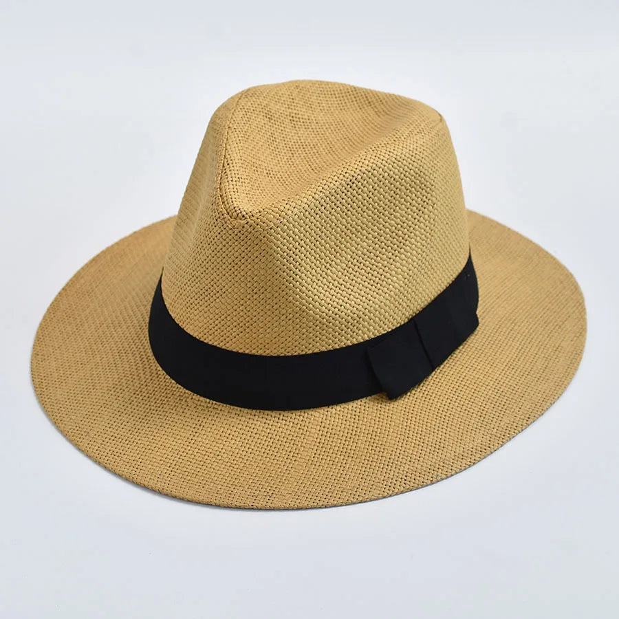 Summer Casual Straw Hats For Women Men Panama Trilby Jazz Hat Outdoor UV Protection Beach Hat Bonnet