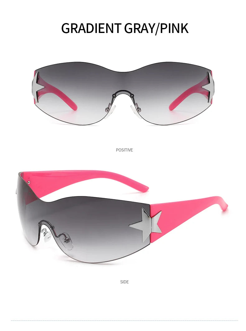 Fashion Sunglasses for Women Men Trendy Shield Wrap Around Sunglasses Oversized Fashion Frameless Sun Glasses