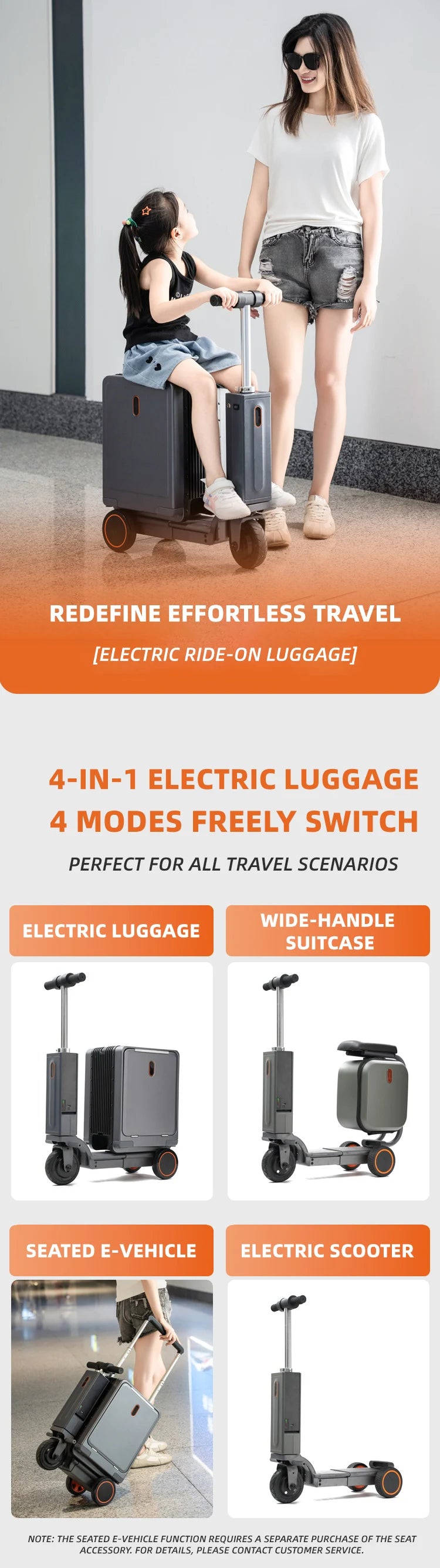Smart Riding Trolley Luggage Electric Box Spinner Automatic Moving Trolley Suitcase Scooter,electric Carry Ride on...