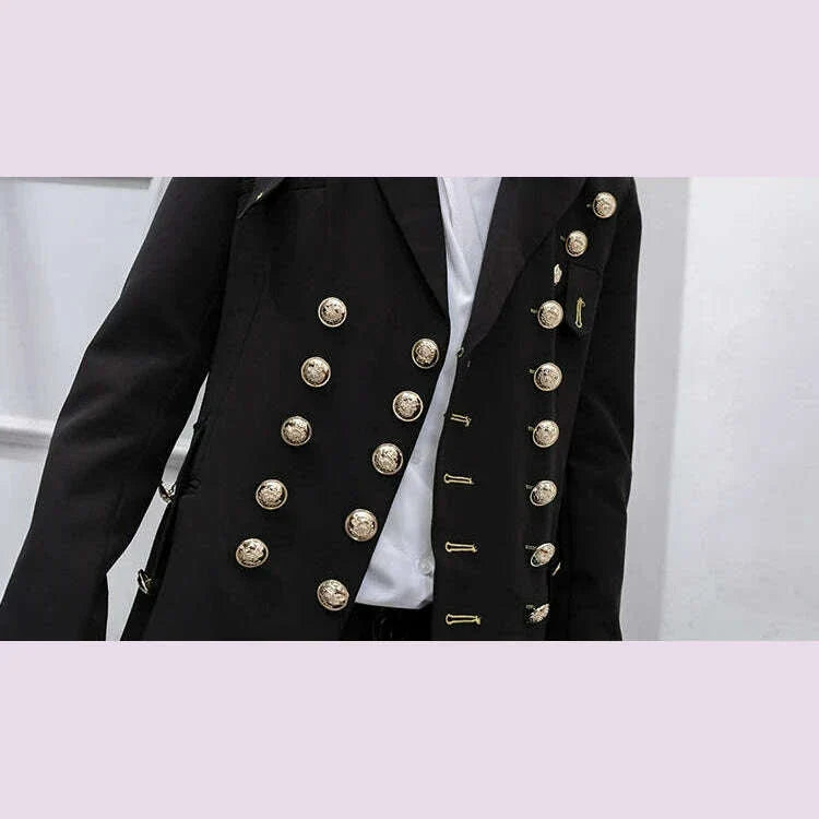 Spring And Summer New Black Personality Men's Jackets Singer Stage Suit Double Breasted Large Size Male Clothes Banquet Wedding