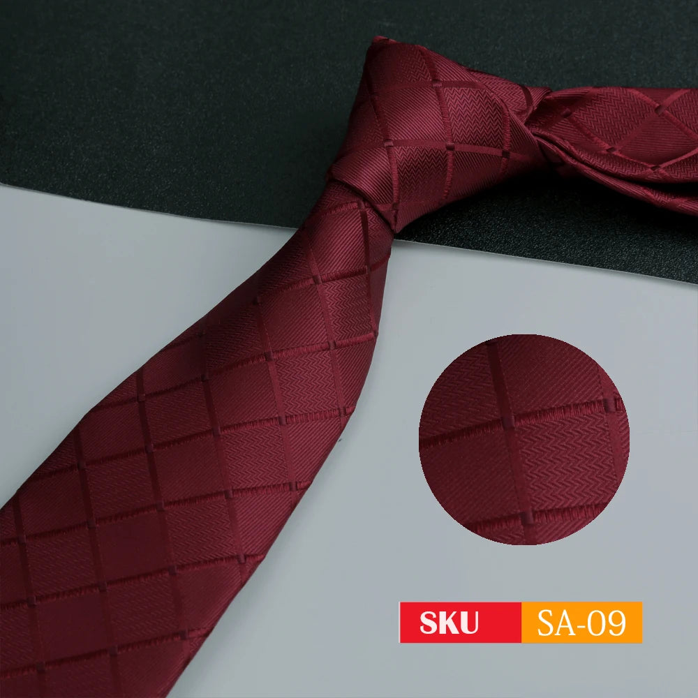 Luxury 8CM Mens Ties Necktie Solid Twill Stripes Plaids Ties For Man Groom Neck Tie For Business Party