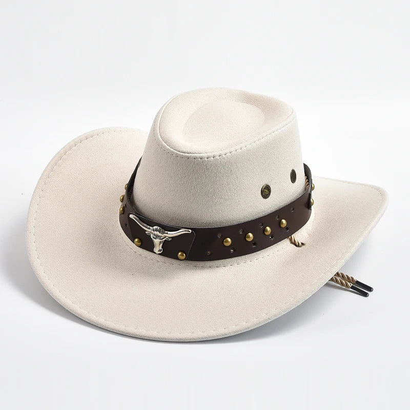 Artificial Suede Western Cowboy Hats Vintage Big-edge Gentleman Cowgirl Jazz Hat Holidays Party Cosplay Hat | Kimlud Mid...