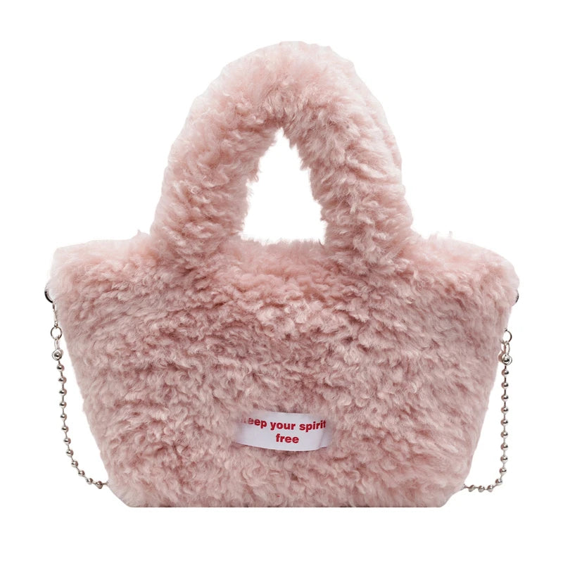 Zipper Sweet Plush Velvet Shoulder Bags for Women Cute Autumn and Winter 2025 New Solid Color Versatile Youth Women's Handbag