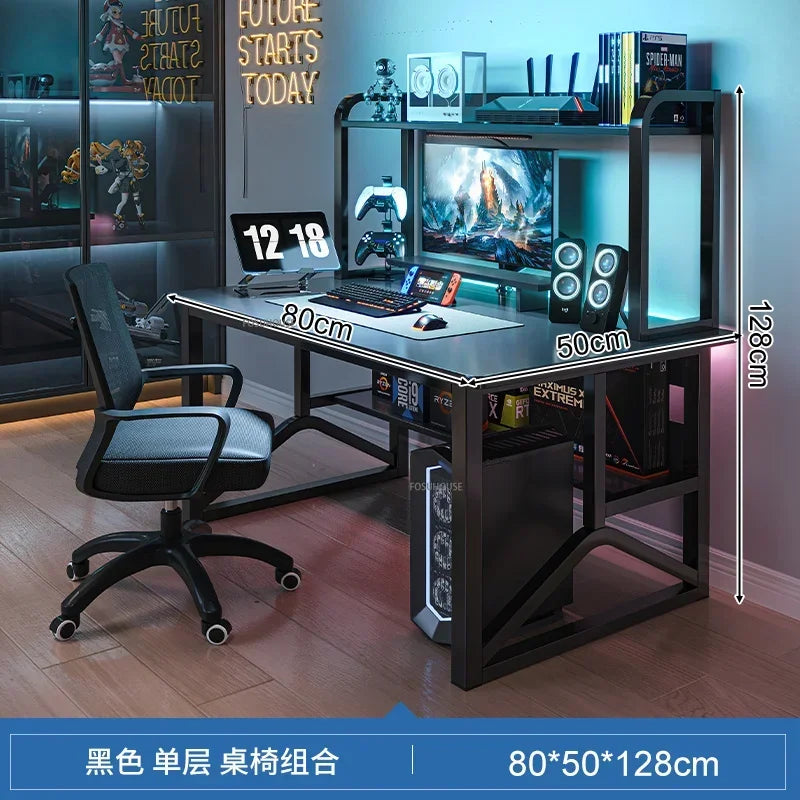 Home Office Table For Pc Gaming Desk Simple Desktop Computer Desks With Bookshelf Furniture Creative Reading Desk Gamer Table X
