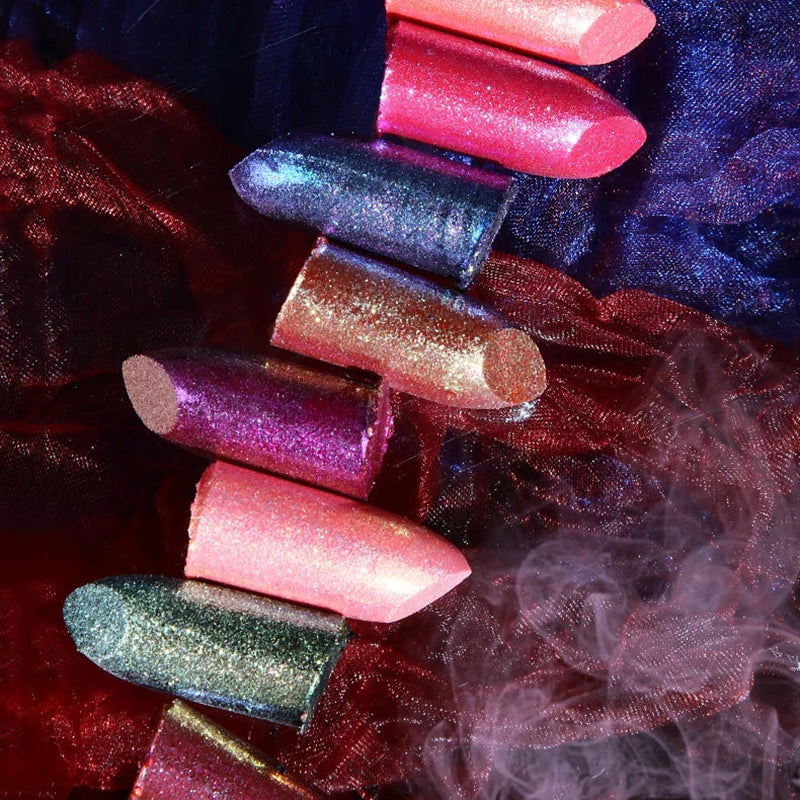 Metallic Pearlescent Pink Glitter Velvet Lipstick Waterproof Long Lasting Matte Shimmer Diamond Lipstick Women Makeup Cosmetics