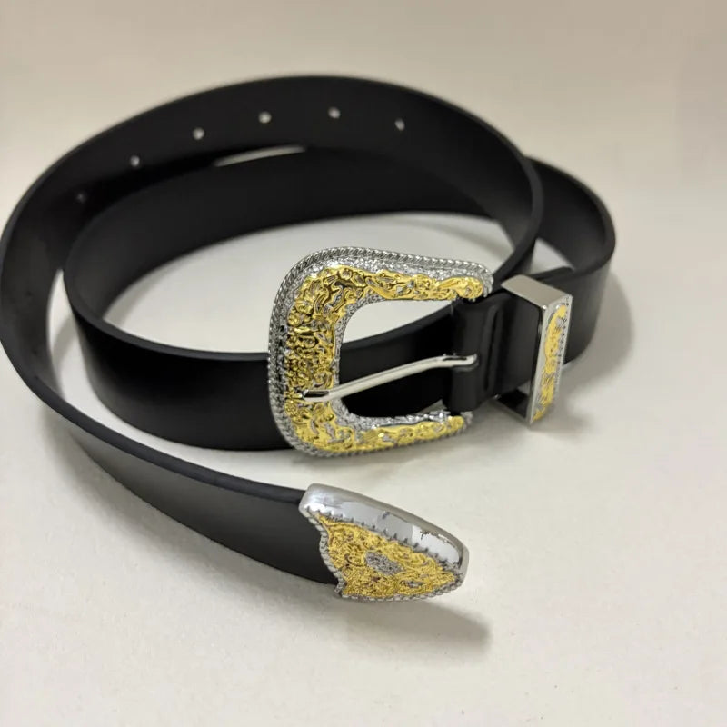 Women's Luxury Vintage Metal Buckle Belt Designer Celebrity Style Slim Trendy Multiple