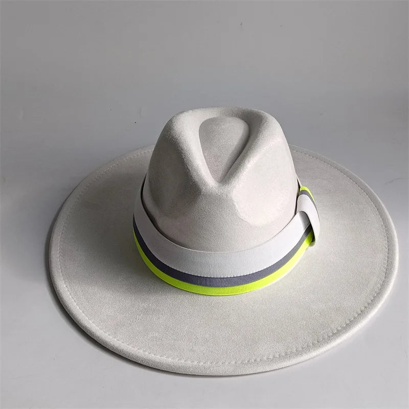 Grayish Brown Suede Hat Wide Brim 2026 NEW Fedora Hat Men Women Autumn Winter Felt Hats Classic Church Fedoras Chapeau...