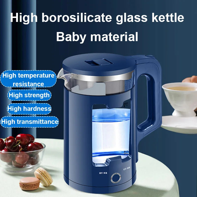 DMWD 2.2L Electric Kettle Quick Heating Hot Water Boiling Teapot Glass Blue Light Heater Pot Boiler Auto-Power Off...