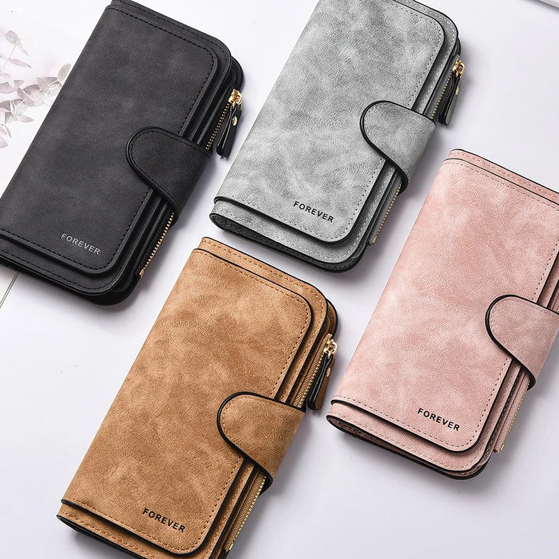 Mickey Minnie Lady Long Zip Wallet Buckle Tote Bag Coin Purse Soft PU Leather Multi-functional Card Holder Casual Daily