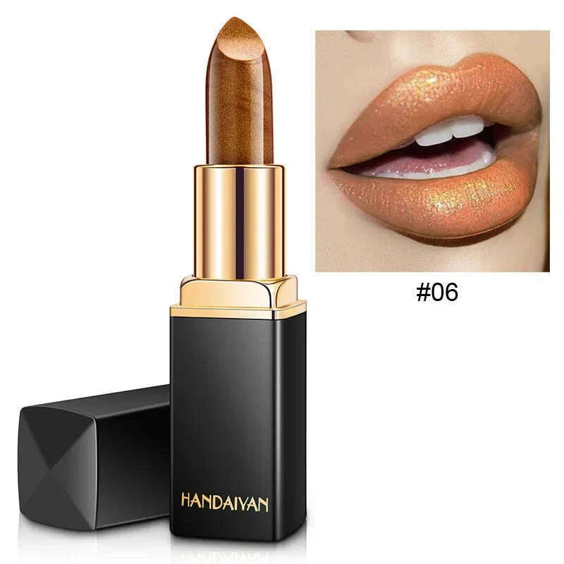 Handaiyan 9 Colors Glitter Matte Velvet Nude Lipstick Shimmer Sexy Red Pigments Makeup Long Lasting Waterproof Profissional