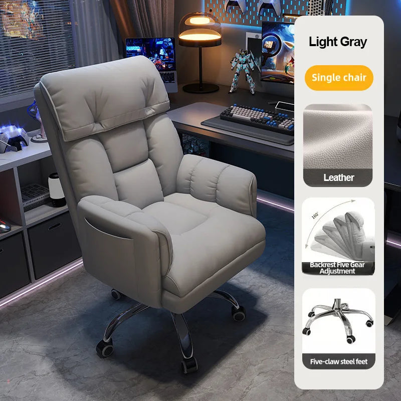 Ergonomic Computer Chair Home Office Recliner Sofa Boy Comfortable Sedentary Gaming Chair with Retractable Footrest For Relaxing - Kimlud