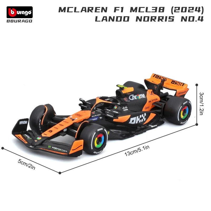 Bburago 1: 43 McLaren 2024 MCL38 Miami GP Formula Racing Alloy Car Model Toy