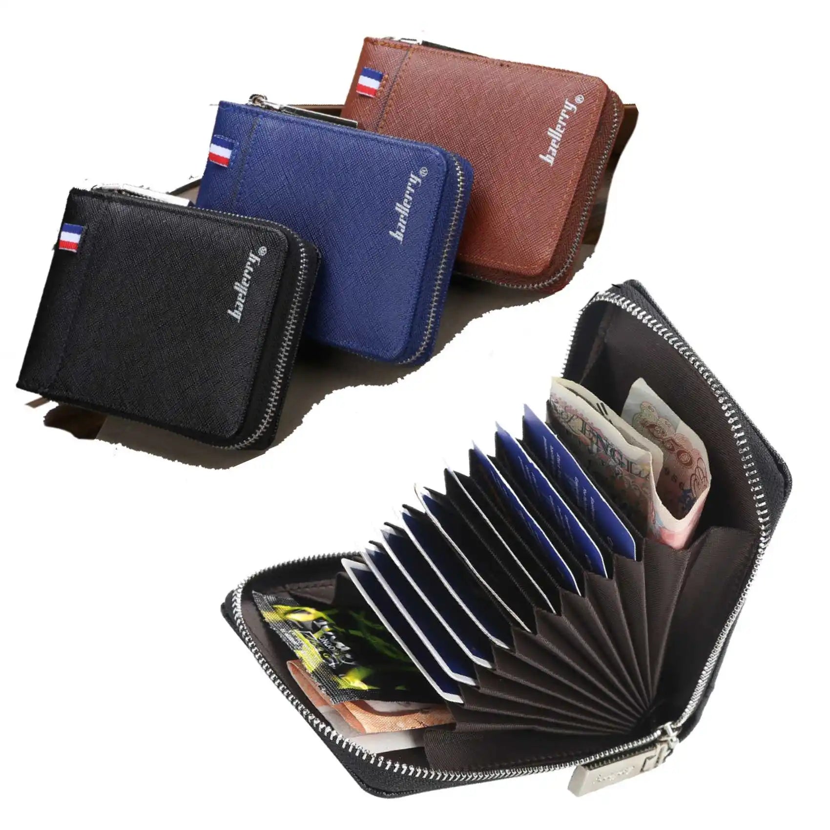 Men's Organ Card Holder Bag Pu Document Bag Fashion Zipper Multi-Card Coin Pocket Wallet | Kimlud Mid Range Bag
