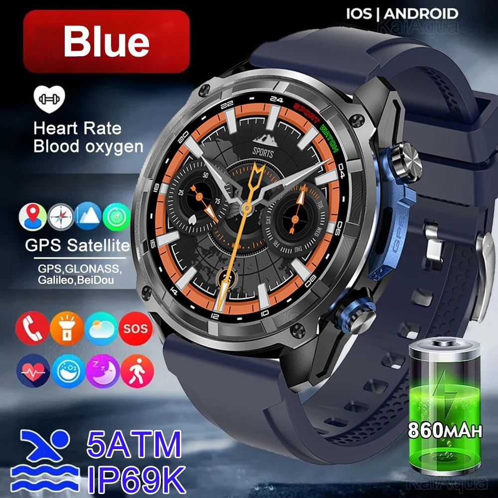 NEW 2025 GPS Smart Watch with Offline Maps 4GB Memory Video Player Military Sports Smartwatch Men 30m Swimming Waterproof AMOLED
