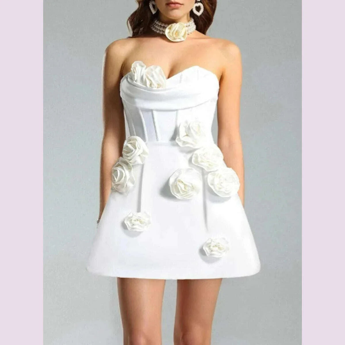 TWOTWINSTYLE Solid Slimming Spliced Appliques Dresses For Women Slash Neck Sleeveless High Waist Temperament Dress Female New