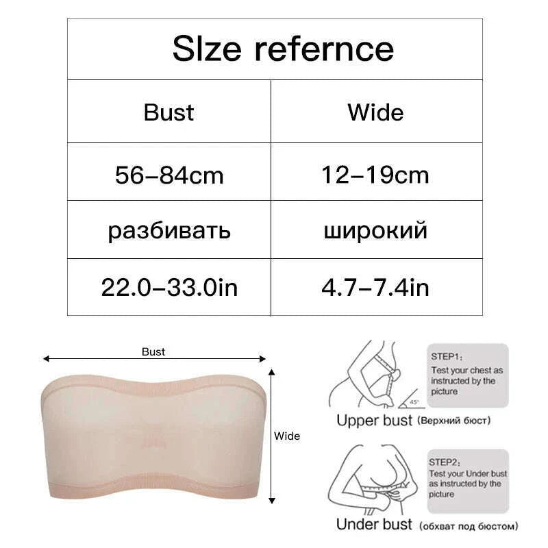 Women's Sexy Strapless Crop Top Summer Breathable Bra Mesh Bandeau Brassiere Invisible Unlined Chest Wraps Lady Tube Tops 