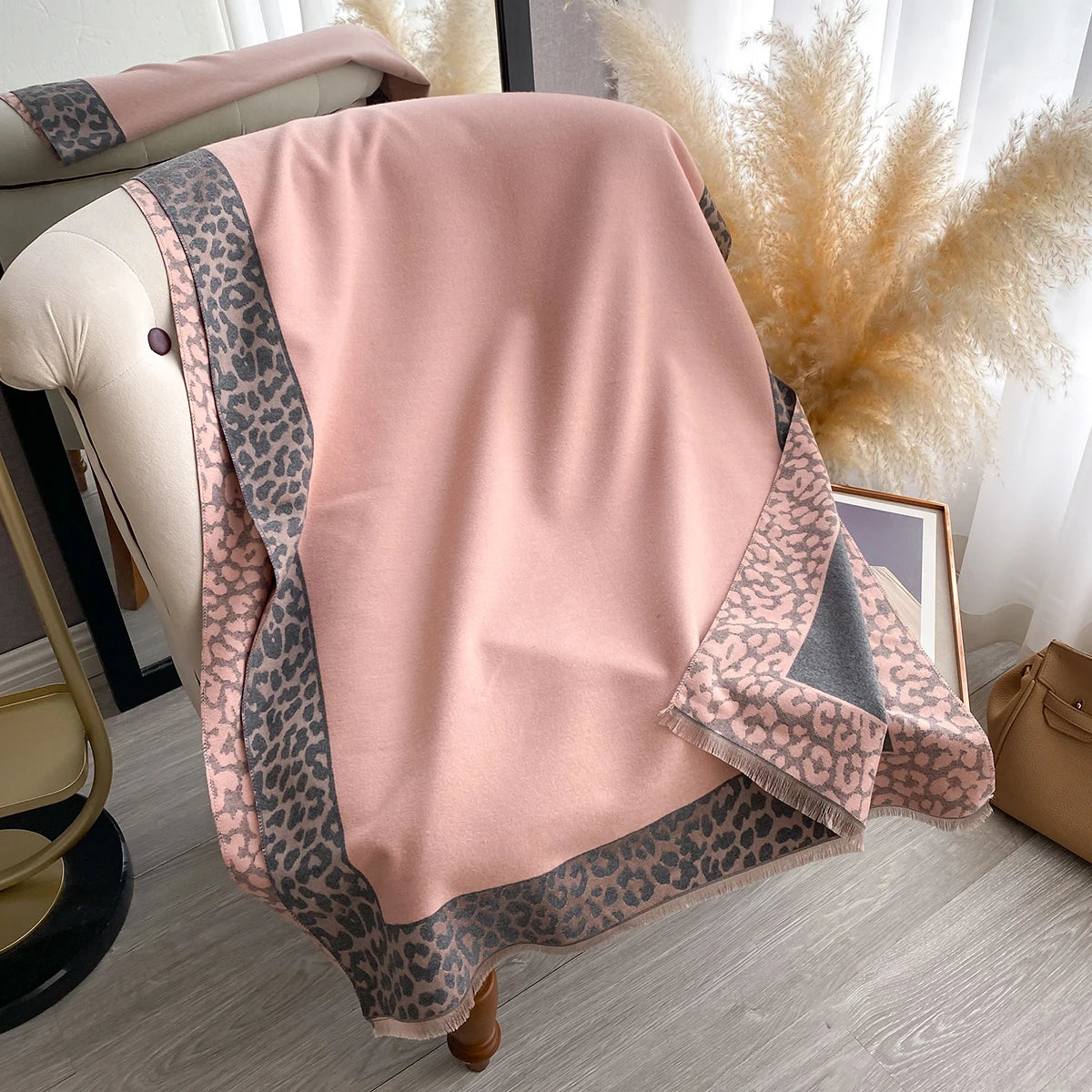 New Luxury Cashmere Plaid Leopard Scarf Winter Women Pashmina Shawls Warm Blanket Wraps Female Thick Scarves Bufanda...