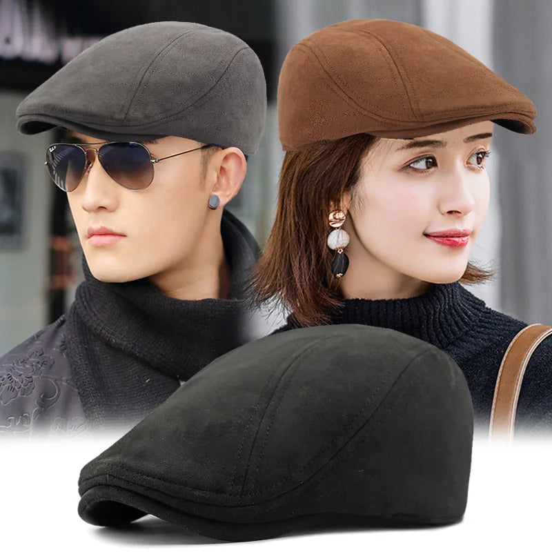 Fashion Berets Men Women Spring Autumn Suede Hats Herringbone Flat Cap Classical Artist Painter Hat Male Female Beret...