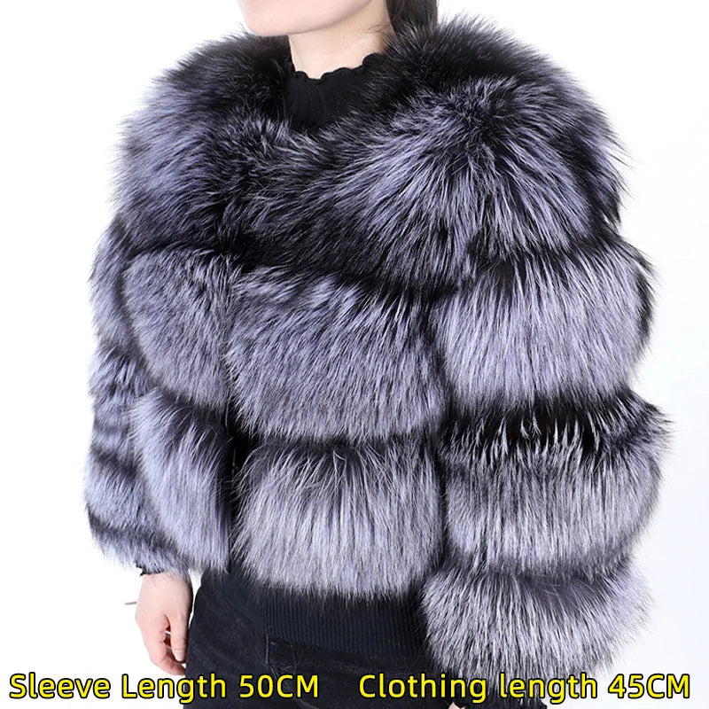 2024 maomaokong Super Hot Winter Women Luxury Thick Real Raccoon Fur Coat Natural Fox Fur Jacket Plus Size Jackets Female Vest