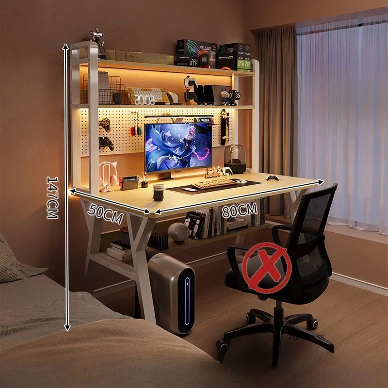 Nordic Desktop Computer Desks for Student Gaming Tables Bookshelf Integrated Creative Office Furniture Home Bedroom Study Desk - Kimlud