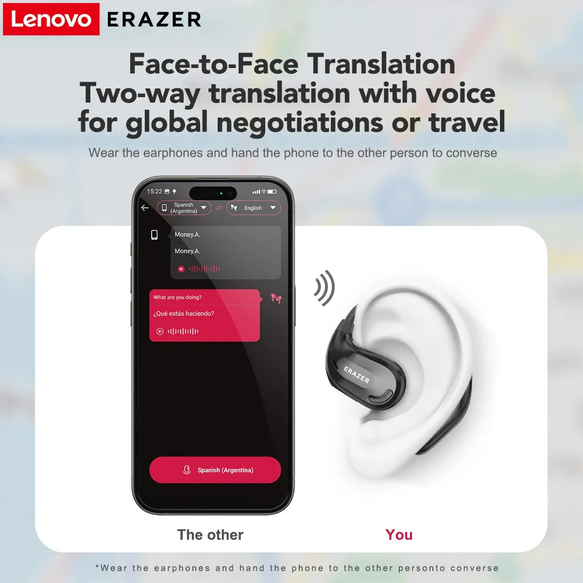 ERAZER XT66PRO Bluetooth Earphones ASMR Headsets DIY APP AI Translator Earbuds Wireless Headphones 13 Hours long life Display - Kimlud