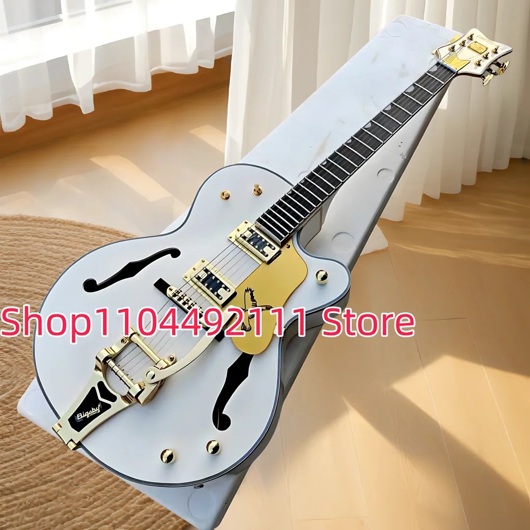 Hot sell good quality Semi Hollow Body Jazz Electric Guitar With Bigs Tremolo ebony fingerboard, High Quality can be...