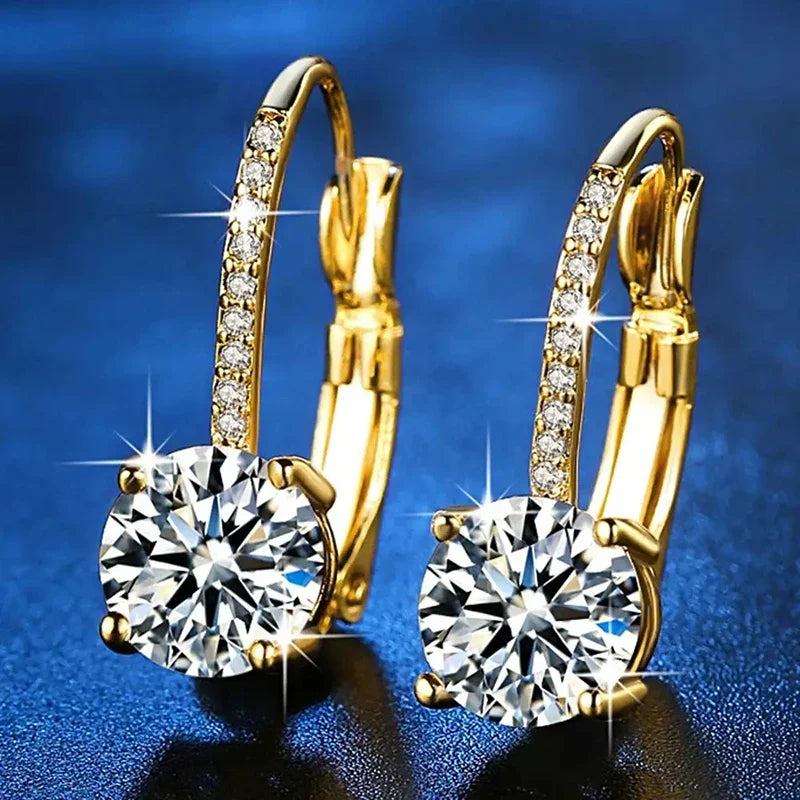 CAOSHI Versatile Luxury Women's Pierced Earrings Bright Cubic Zirconia Gold Color Daily Wear Exquisite Accessories Party Jewelry - Kimlud