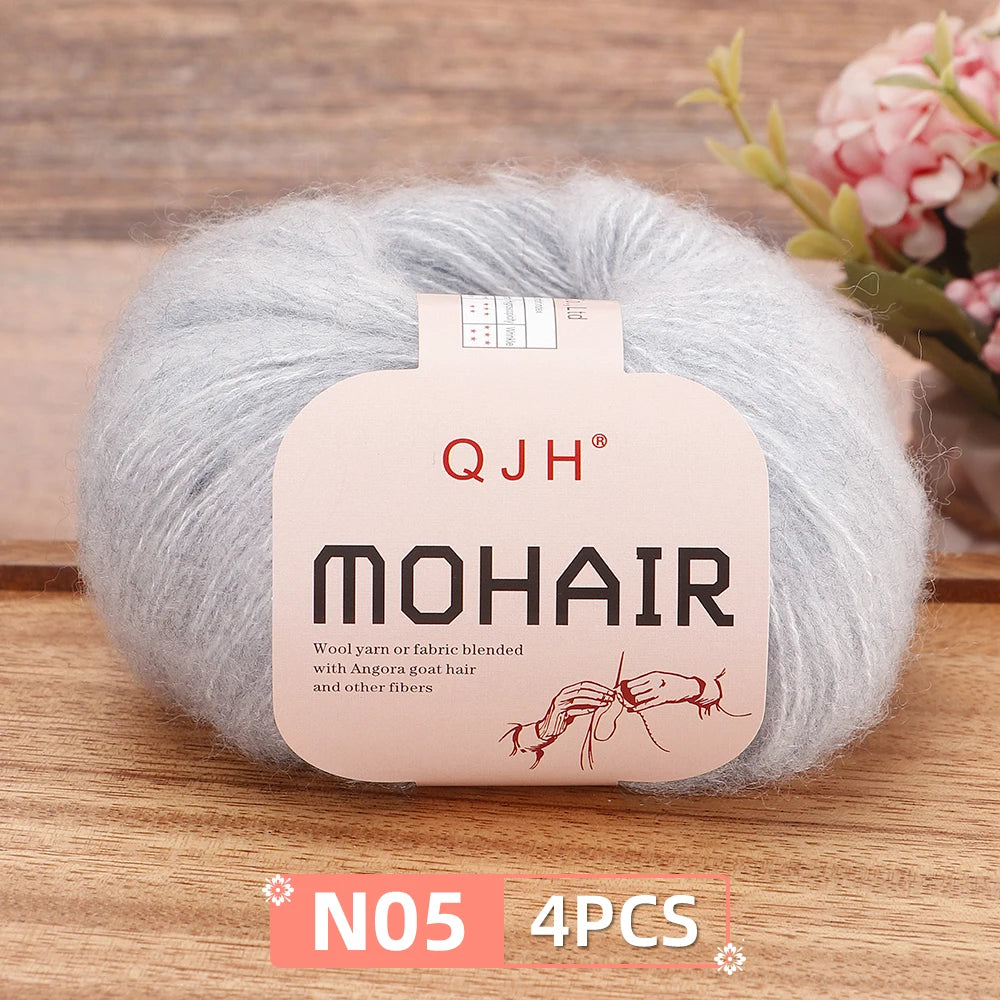 4PCS Multi Color Luxury Mohair Yarn for DIY Knitting & Crochet - Weave Scarves, Shawls,Sweaters,Hats,Shoes...