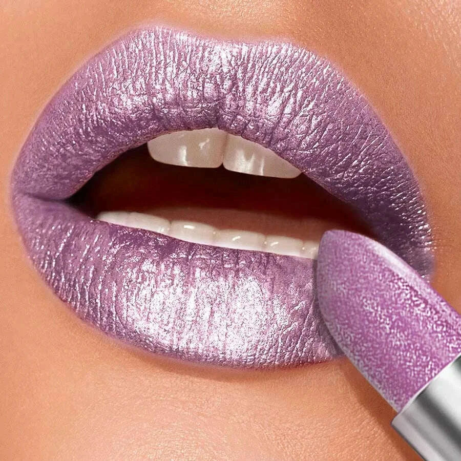 1 PC Glitter Shiny Metallic Lipstick Pearlescent Lip Tint,Long Lasting Lip Matte Lip Makeup Gifts for Women Lip Oil Cosmetic