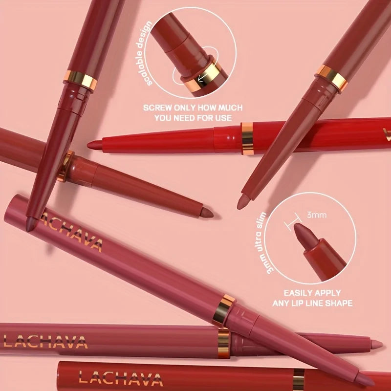 High Pigment Matte Nude Lip Liner Pencil, Waterproof Long Wear Smooth Retractable Lip Contour Makeup - Kimlud