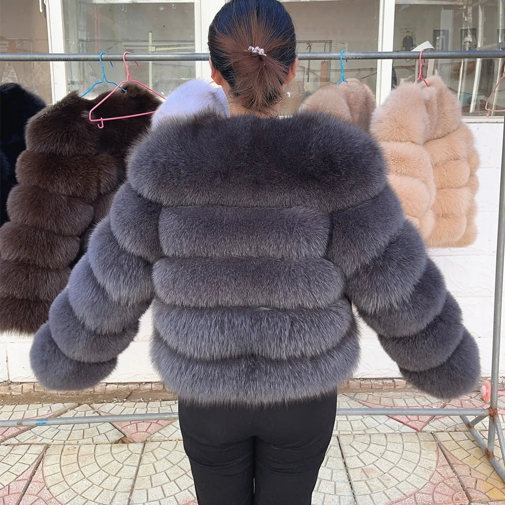 QUEENTINA Fox Fur Coat Real Winter Women'S New Fashion Furry 2025 Leather And Skin White Clothing Natural New In Coats & Jackets