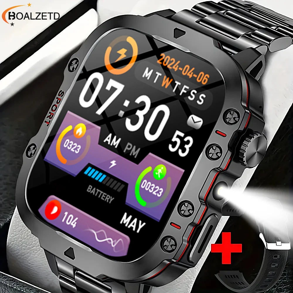 2025 New Men Women Smart Watch Flashlight 1.81” HD Display AI Voice Bluetooth Call Sports Watches Health Monitor Smartwatch Men