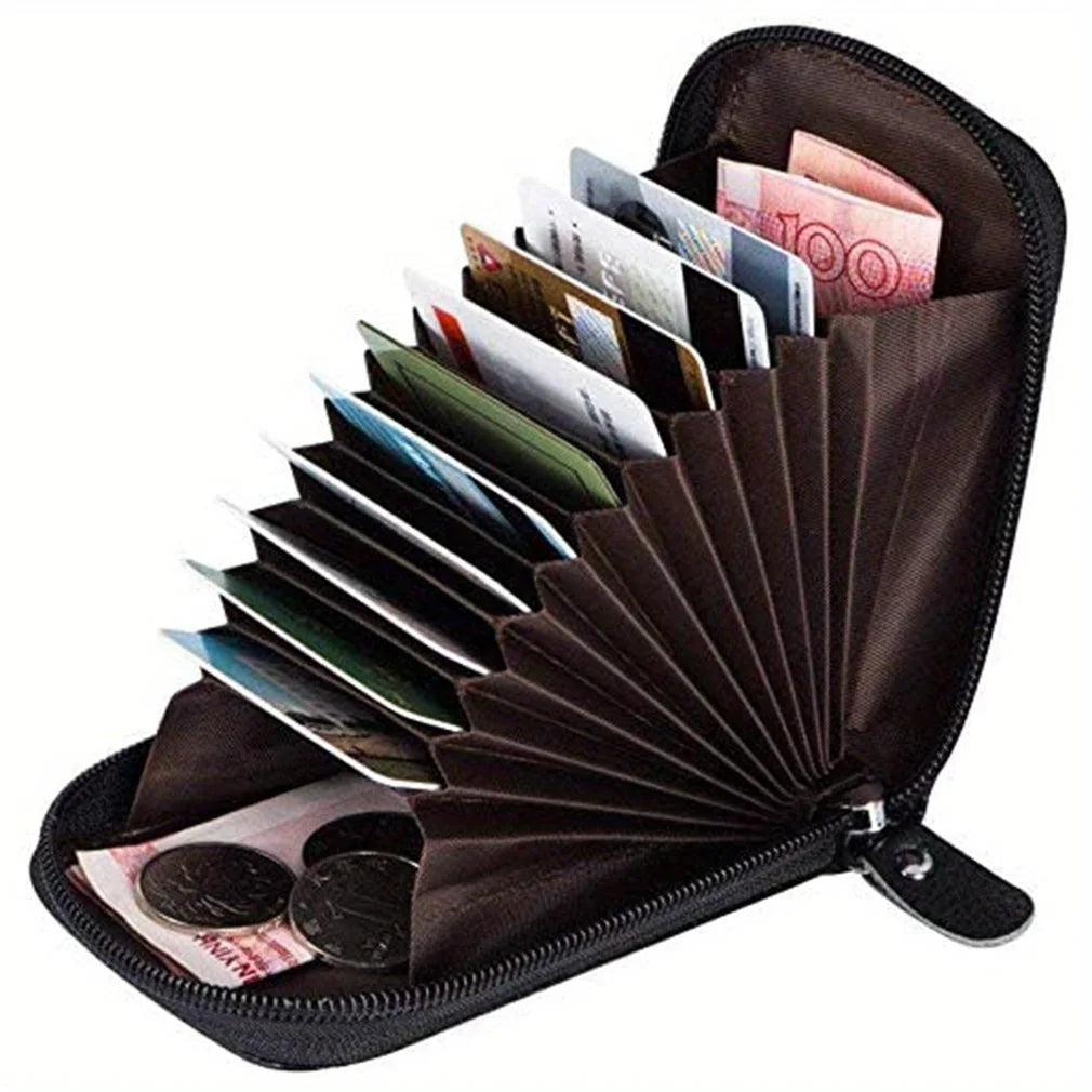 1Pc Leather Card Case with Zippered Coin Compartment Long Lasting and Durable Portable Perfect for Daily Commuting