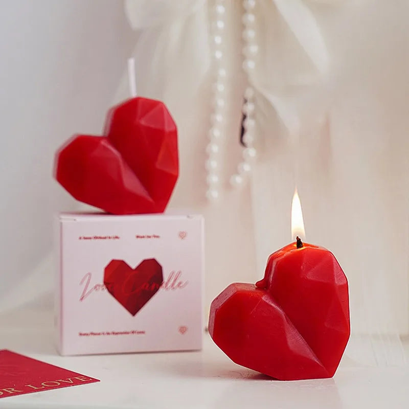 Romantic Red Love Heart Shaped Scented Candles Fragrance Aromatherapy Wax Candles Party Valentine's Day Gifts Photo Prop