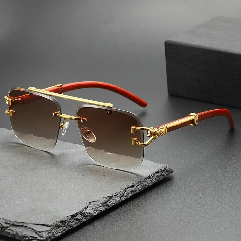 Fashion Rimless Luxury Brand Casual Sunglasses New Men Square Premium Eyewear Women Outdoor Driving Sun Glasses UV400 |...