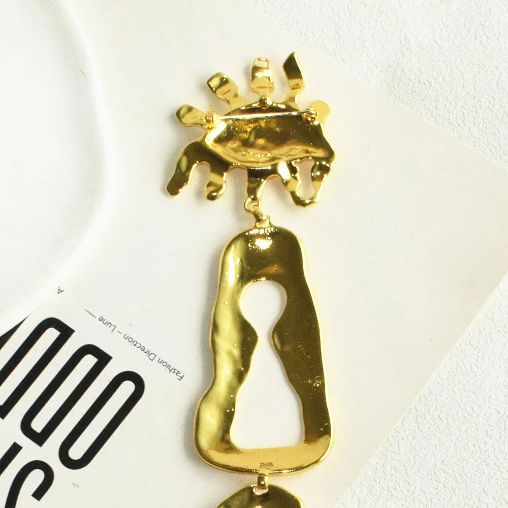 Vintage Abstract Metal Alloy Facial Charms Pin Brooches for Women Jewelry Exaggerated Coat Statement Brooch Accessory |...
