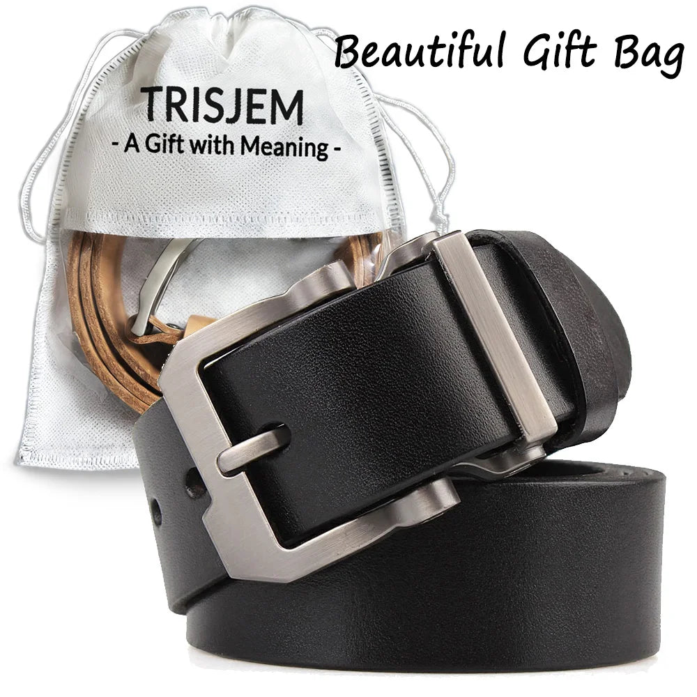 Large Size 140 150 160 170cm Men's Genuine Leather Belts Adjustable Formal Waistband for Jeans Pants Perfect Father'S Day Gift - Kimlud