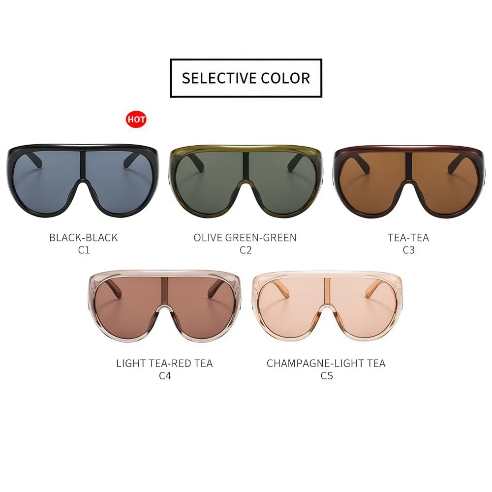 New Fashonable Oversized One-piece Luxury Sunglasses For Women Men Big Goggles Sports Sun Glasses Trendy Shades UV400 Eyewear - Kimlud