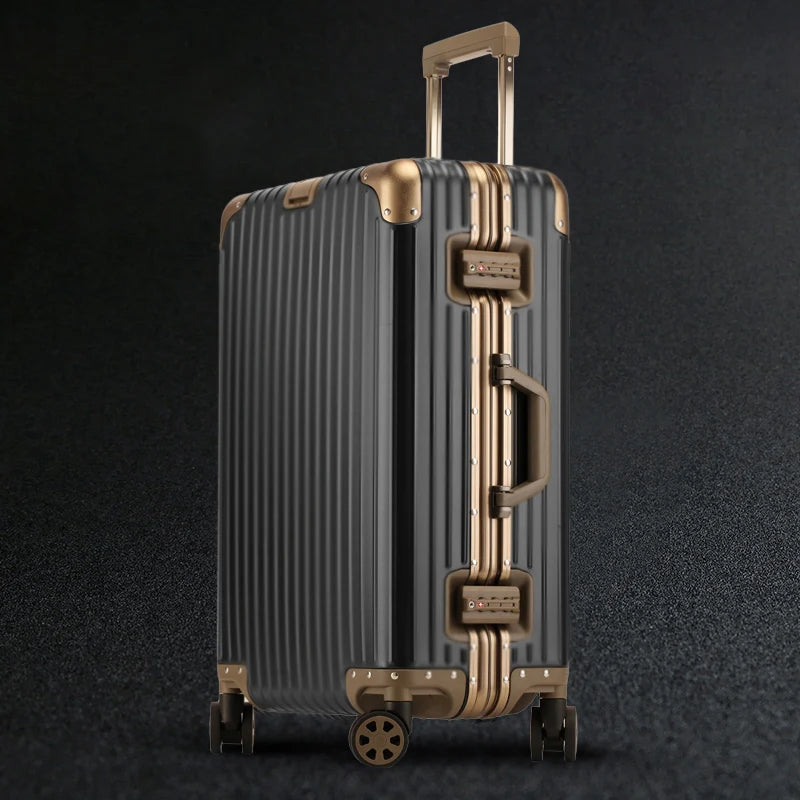 100% Aluminum Suitcase Cabin 20/26/30 inch TSA Customs Lock Aluminum Carry on Luggage Metal Hard Trolley Case Travel Suitcases