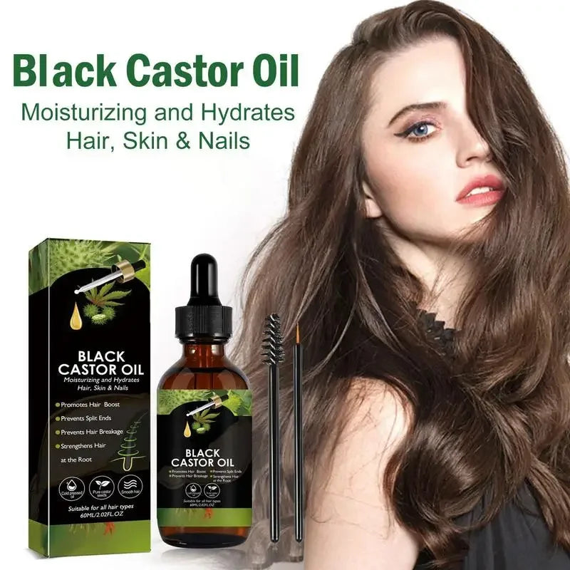 Black Castor Oil for Hair 60ml Moisturizing Hair Oil Care Liquid Jamaican Black Castor Hair Oil Gentle Natural