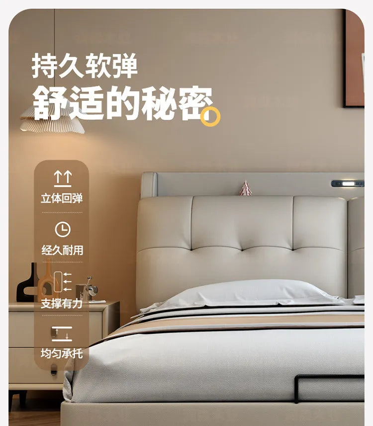 Double 1.8m Beds Storage Headboard Upholstery Minimalist Drawers Beds Frames Multifunctional Muebles Para El Hogar Furniture