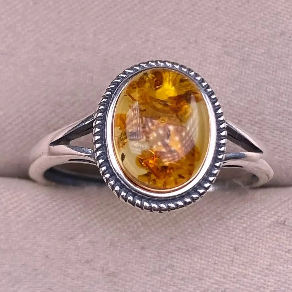 Adjustable Vintage 925 Sterling Silver Ring with Natural Amber, Retro Hollow Floral Design Gemstone Fine Jewelry for Women Man - Kimlud