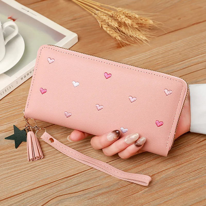 Women Long Wallets Purses Luxury Love Heart Wallets for Ladies Girl Money Pocket Card Holder Female Wallets Phone Clutch Bag