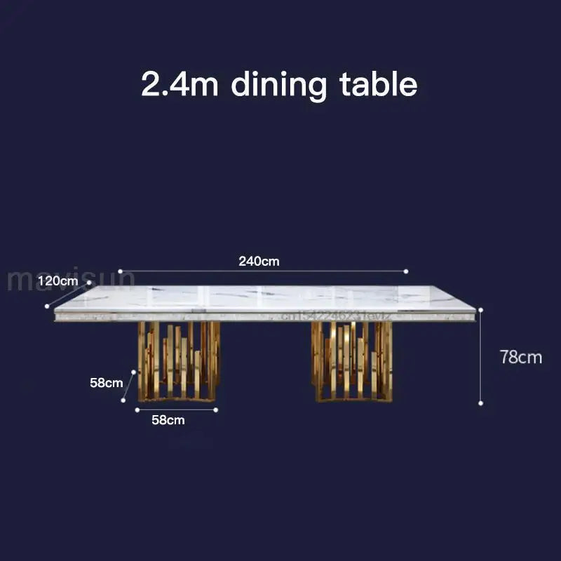 Luxury White Marble Dining Table And Chair Combination Rectangular Kitchen Tables Italian Type Large Concise Modern Furniture - Kimlud