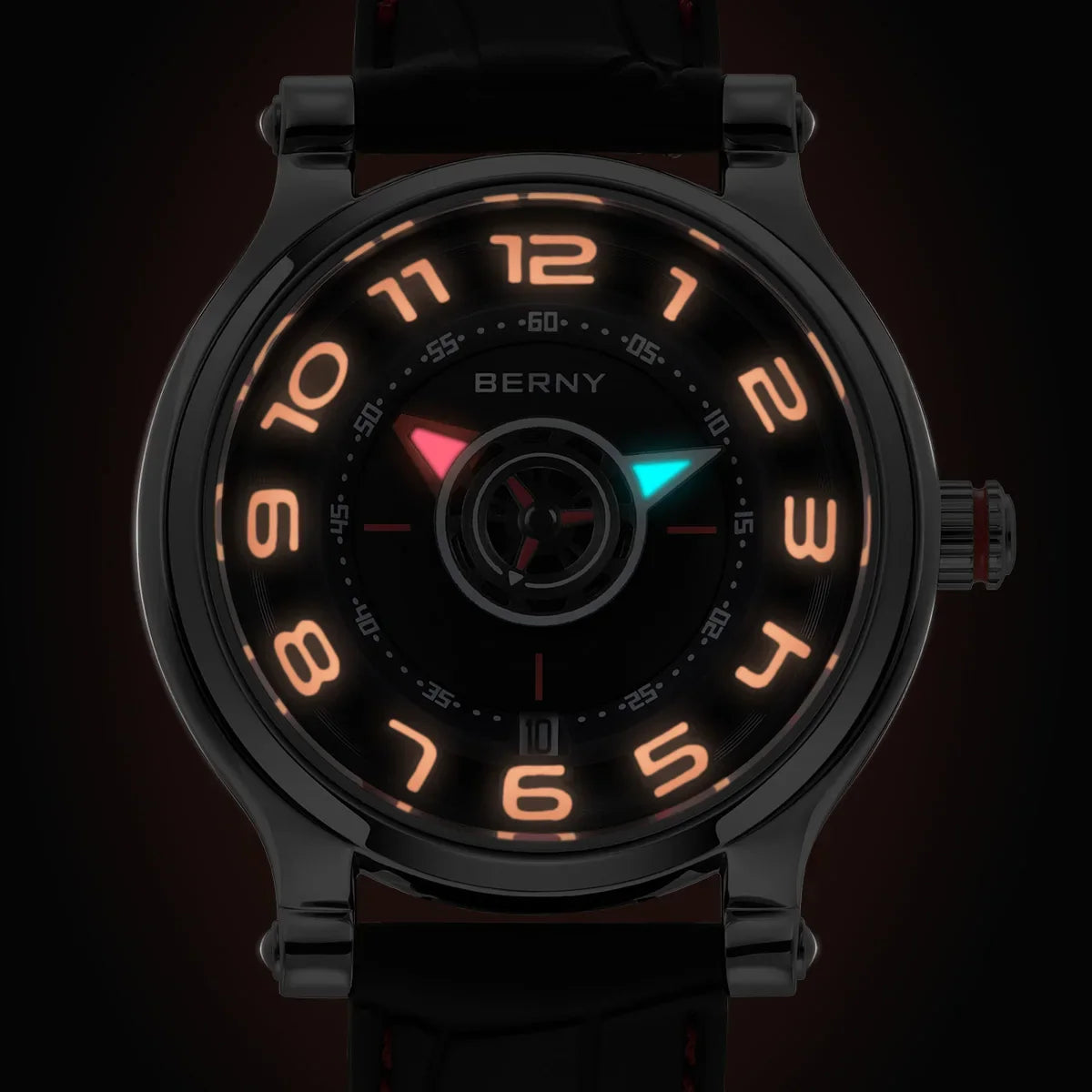 BERNY Men's Mechanical Watch Sapphire Miyota 8215 Multifunction Super Luminous Watch Compass Tire Dial Cool Play Men Wristwatch