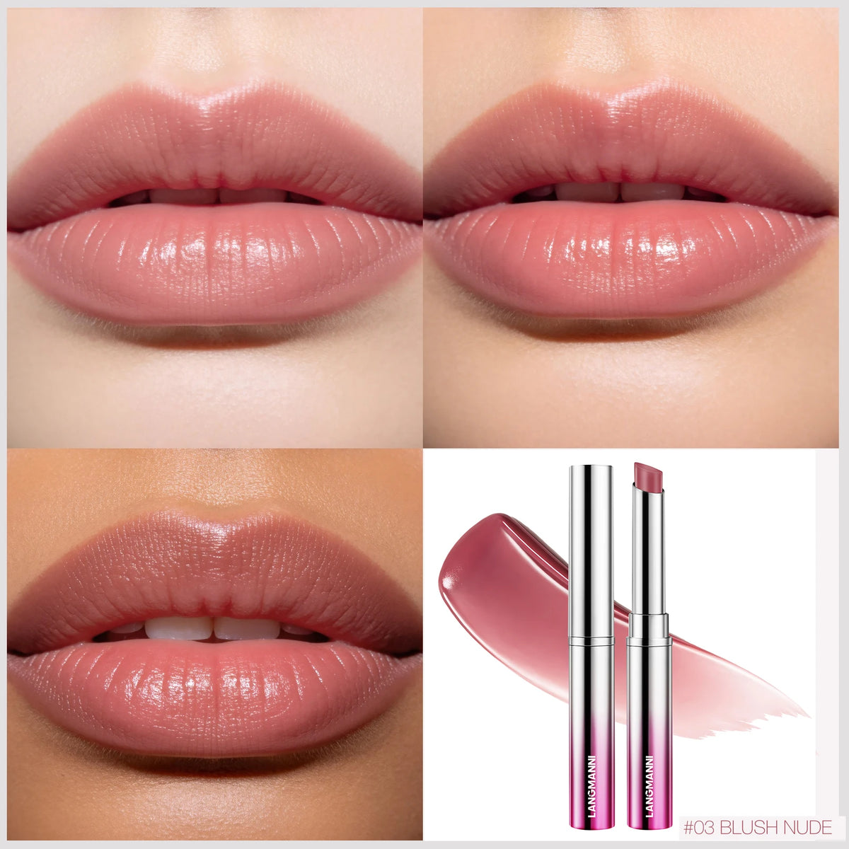 LANGMANNI 6 Colors Honey Pink Lipstick Waterproof Not Fading Sexy Nude Brown Lip Tint for Women Make Up Solid Lip Gloss Cosmetic